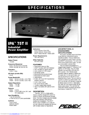 Peavey IPA 75 TII Specification Sheet