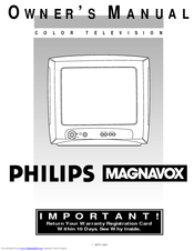 Philips/Magnavox COLOR TV 13 INCH PORTABLE PR1389X Owner's Manual