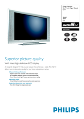 Philips Matchline 30PF9946 Specification Sheet