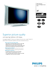Philips Matchline 30PF9946/12 Specification Sheet