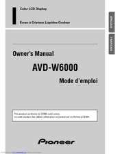 Pioneer AVD-W6000 Owner's Manual