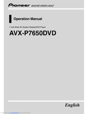 Pioneer AVX-P7650DVD Operation Manual