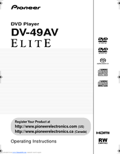 Pioneer DV-49AV - Elite DVD Player Operating Instructions Manual