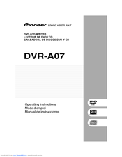 Pioneer DVR-A07 Operating Instructions Manual