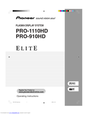 Pioneer Elite PureVision PRO 910HD Operating Instructions Manual