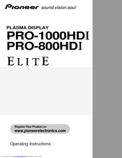 Pioneer Elite PRO-800HDI Operating Instructions Manual