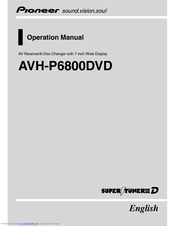 Pioneer AVH-P6800DVD - DVD Changer With LCD Monitor Operation Manual