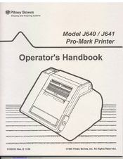Pitney Bowes J640 Operator's Handbook Manual