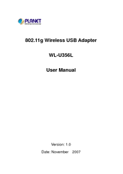 Planet 802.11g Wireless USB Adapter WLU-356L User Manual
