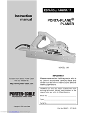 Porter-Cable PORTA-PLANE 126 Instruction