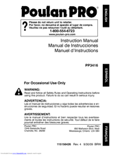 Poulan Pro PP3416 Instruction Manual