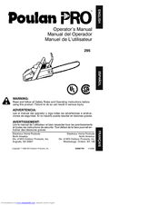 Poulan Pro 295 Operator's Manual