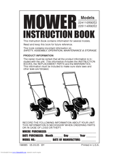 Murray 225114X92E2 Instruction Book