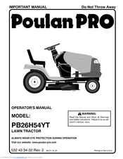 Poulan Pro Pro PB26H54YT Operator's Manual