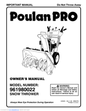Poulan Pro 961980022 Owner's Manual