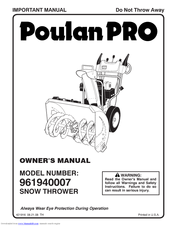 Poulan Pro BLOWERS/THROWERS/961940007 Owner's Manual