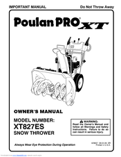 Poulan Pro XT XT827ES Owner's Manual