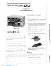 Prince Castle DHB2PT-20BCE Specification Sheet