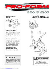 ProForm 920 S EKG User Manual