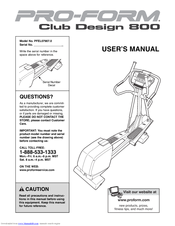 Pro-Form Club Design 800 User Manual