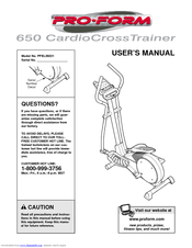 Pro-Form 650 CARDIO CROSSTRAINER User Manual