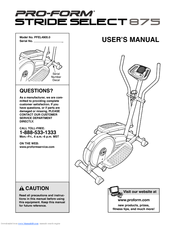 Pro-Form Stride Select 875 User Manual