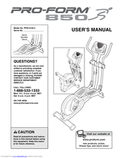 Pro-Form 850 Elliptical User Manual