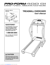 Pro-Form 400 Gi Treadmill User Manual