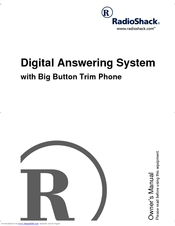 Radio Shack Digital Answering System with Big Button Trim Phone Owner's Manual