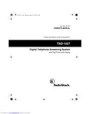 Radio Shack TAD-1027 Owner's Manual
