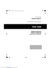 Radio Shack TAD-1026 Owner's Manual