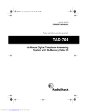 Radio Shack TAD-704 Owner's Manual