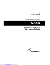 Radio Shack TAD-759 Owner's Manual