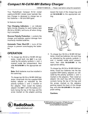 Radio Shack Battery Charger Owner's Manual