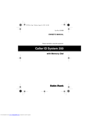Radio Shack Caller ID System 350 Owner's Manual