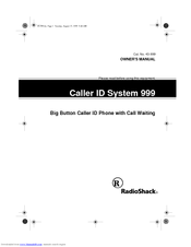 Radio Shack Caller ID System 999 Owner's Manual