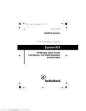 Radio Shack SYSTEM 933 SYSTEM 933 Owner's Manual