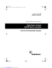 Radio Shack AM/FM Cassette Car Stereo Owner's Manual