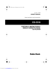 Radio Shack CD-3316 Owner's Manual