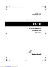 Radio Shack ET-148 Owner's Manual