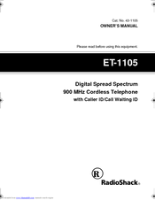 Radio Shack ET-1105 Owner's Manual