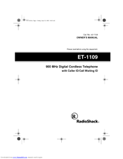 Radio Shack ET-1109 Owner's Manual