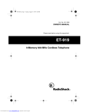 Radio Shack ET-919 Owner's Manual