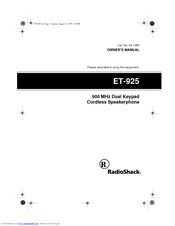Radio Shack ET-925 Owner's Manual