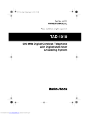 Radio Shack TAD-1010 Owner's Manual