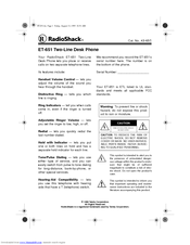 Radio Shack ET-651 User Manual