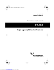 Radio Shack 43-893 Owner's Manual