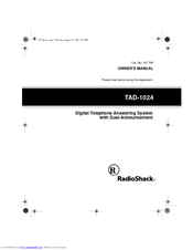 Radio Shack TAD-1024 Owner's Manual