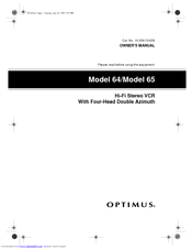 Radio Shack Optimus 64 Owner's Manual