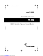 Radio Shack ET-007 Owner's Manual